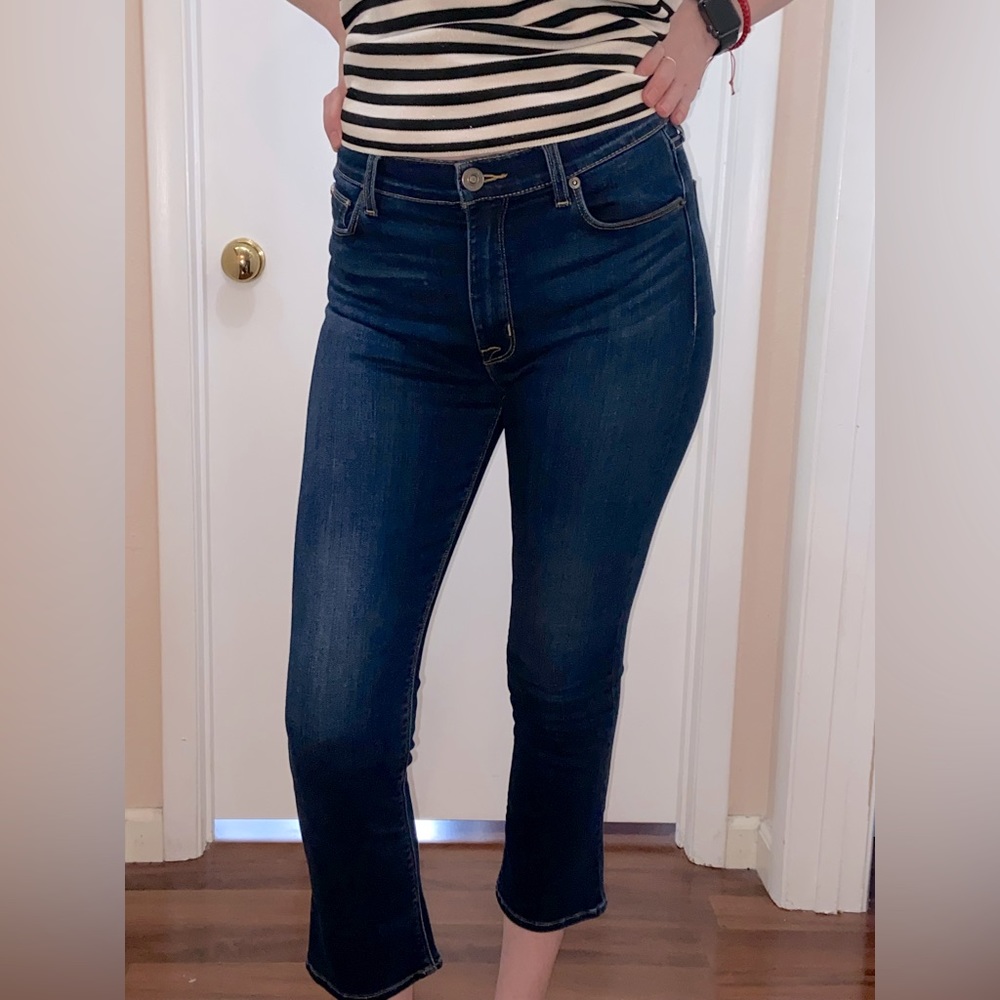 Hudson Denim Harper HighRise Crop Baby Kick Flare Capri Jeans Womens 28